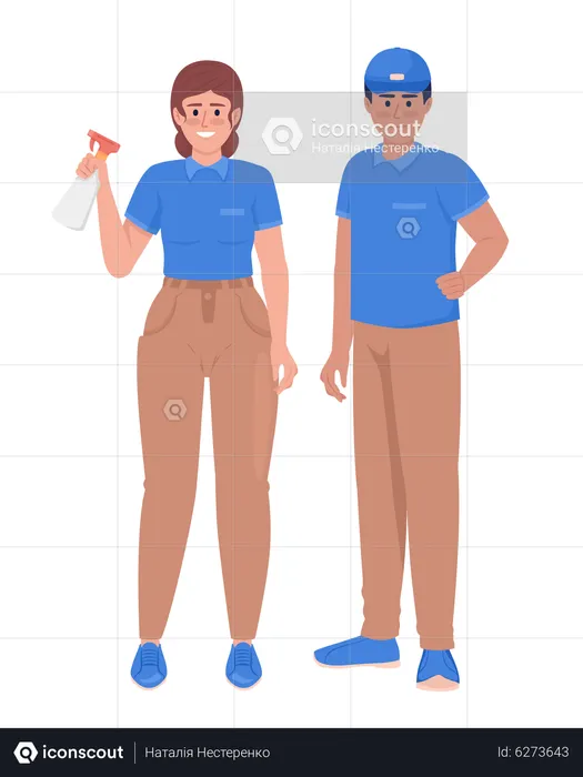 Cleaning and janitorial services staff  Illustration