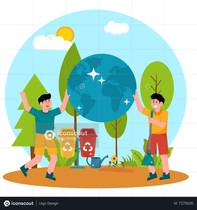 Cleaning Earth Environment  Illustration