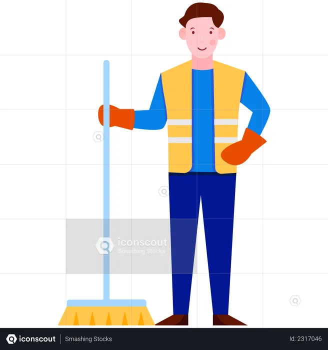 Cleaning Man  Illustration