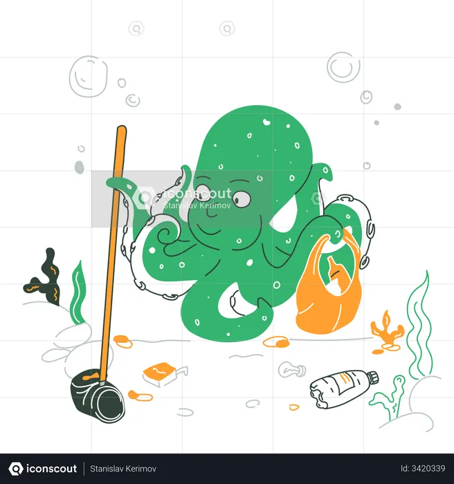 Cleaning ocean  Illustration