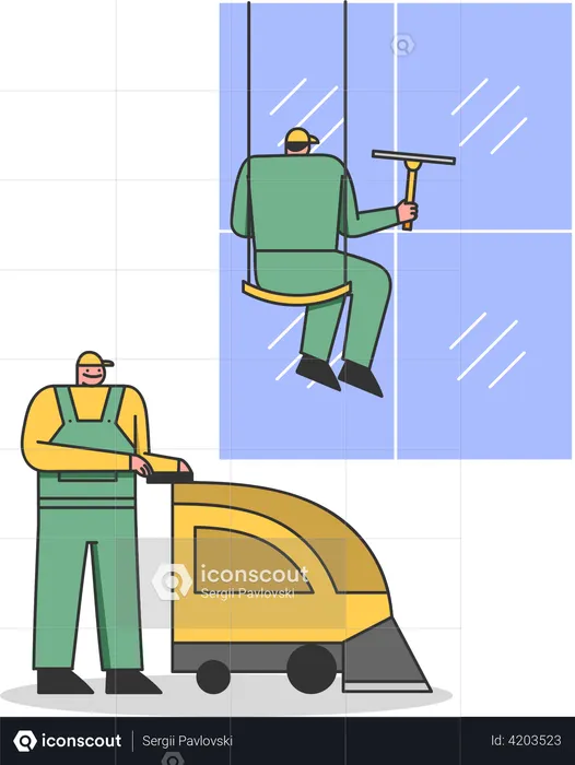 Cleaning Service Workers  Illustration