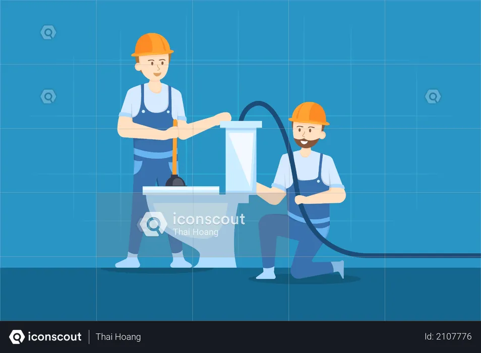 Cleaning Toilet  Illustration