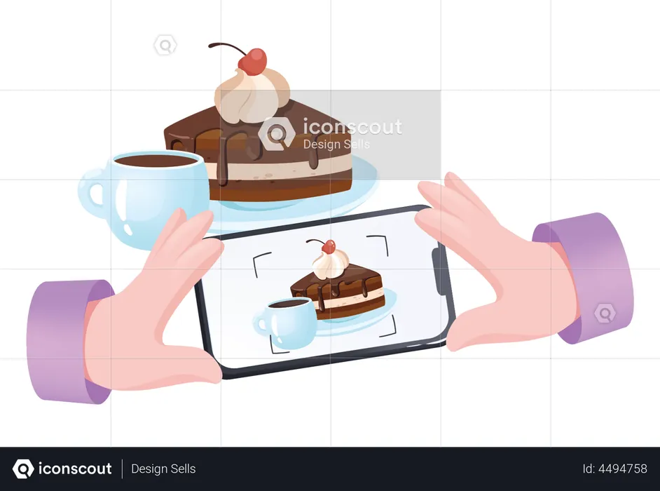 Click cake photo on mobile  Illustration