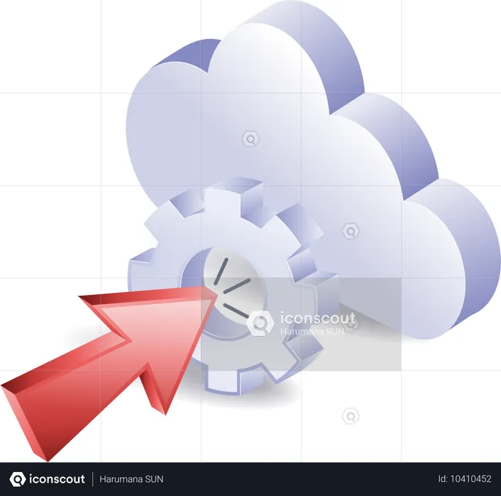 Click gear symbol with cloud server  Illustration