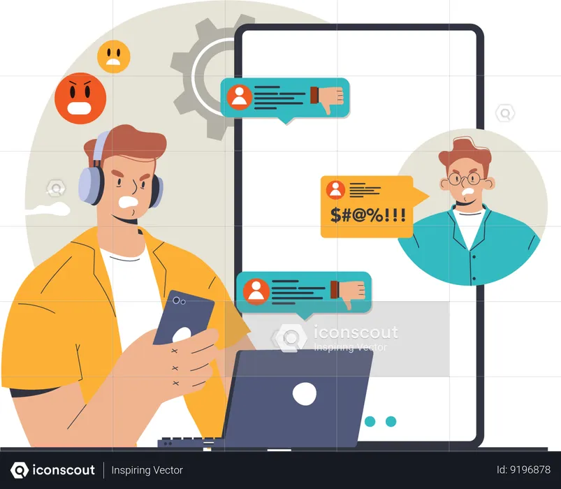 Client angry for customer support  Illustration