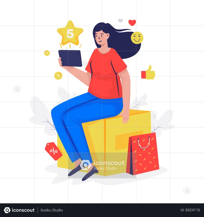 Client gives 5 star review  Illustration