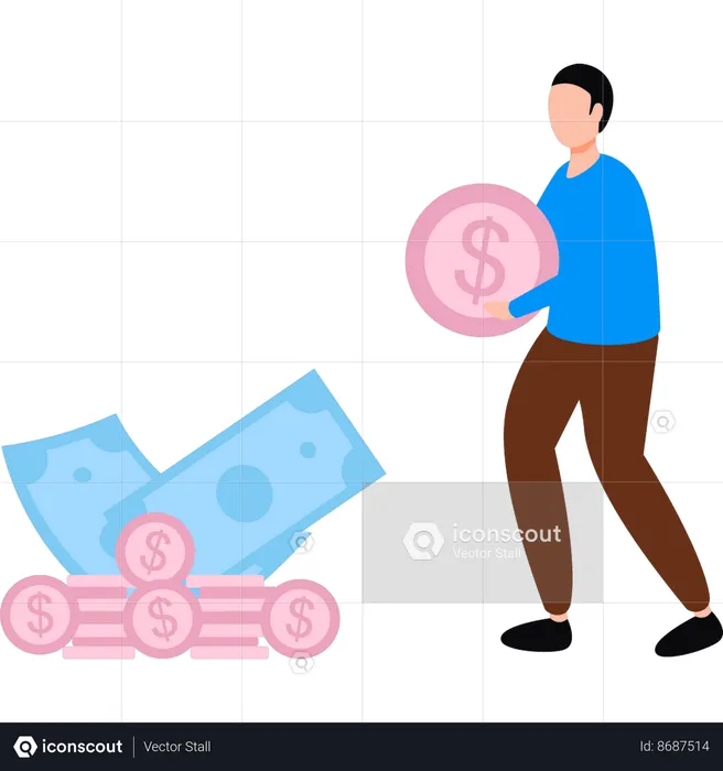 Client holds dollar coin  Illustration