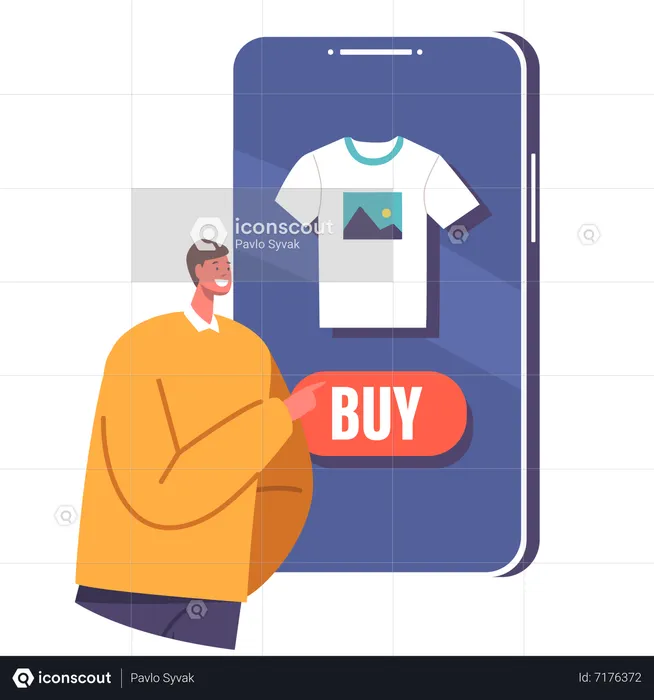 Client Male Orders T-shirt Online  Illustration