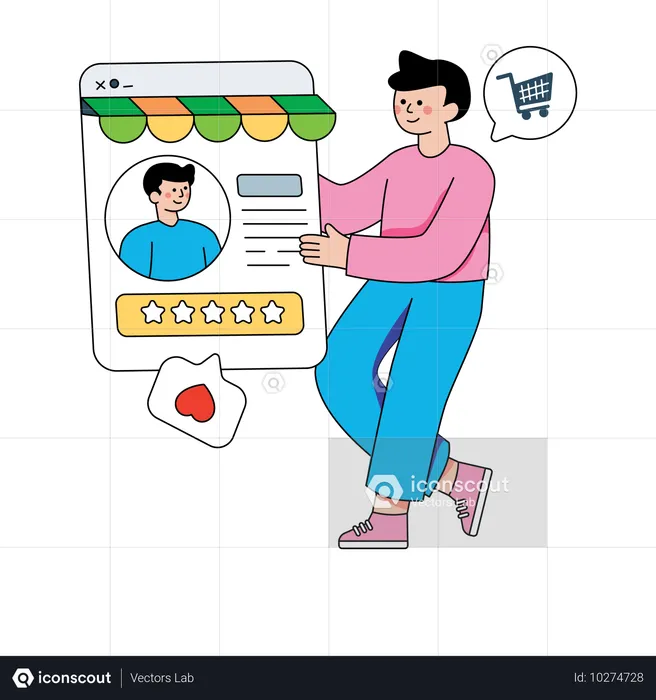 Client rates shopping website  Illustration