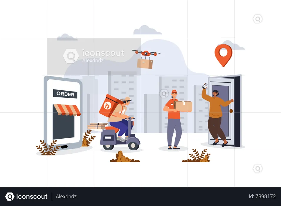 Client using shipping service  Illustration