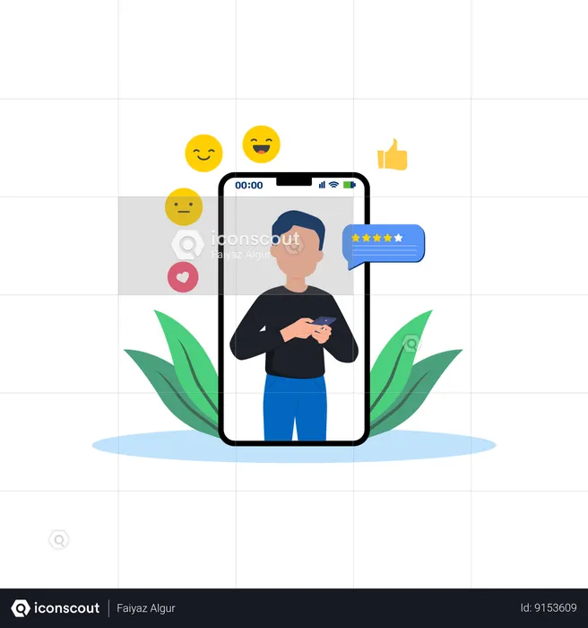 Cliente dá uma avaliação on-line  Ilustração