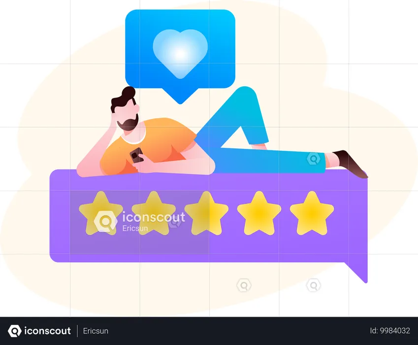 Cliente satisfeito dá avaliação de 5 estrelas  Ilustração