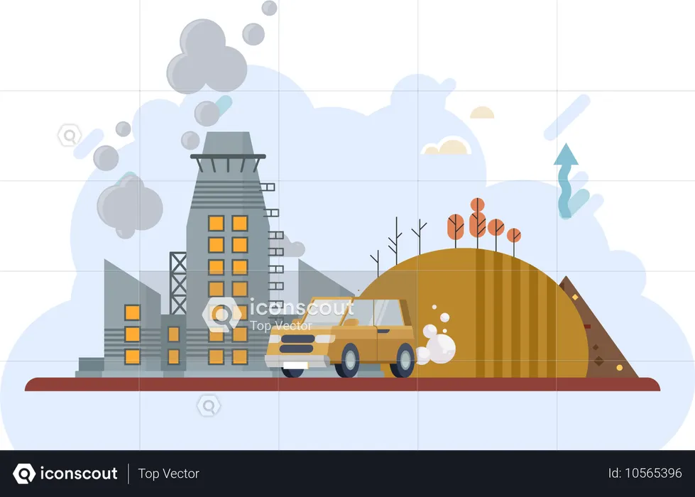 Climate change and waste pollution interconnected environmental challenges  Illustration
