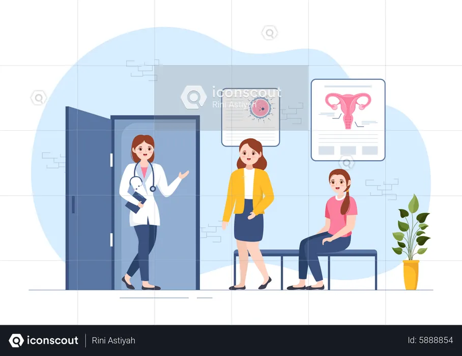 Mulheres na clínica de fertilidade  Ilustração