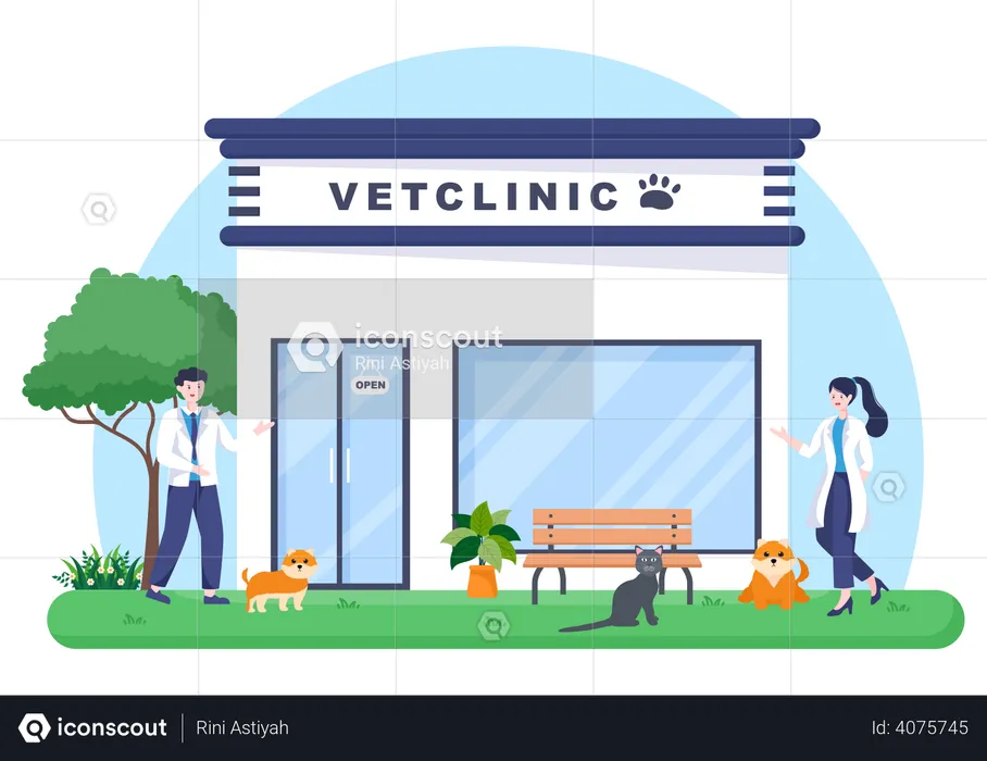 Clínica veterinária para animais de estimação  Ilustração