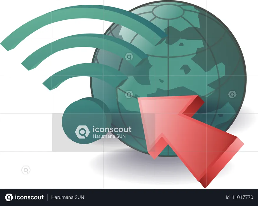 Clique no símbolo do wifi com a terra  Ilustração