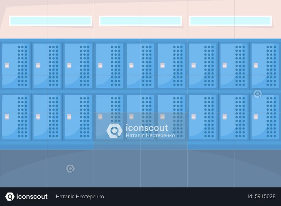 Closed lockers in dressing room  Illustration