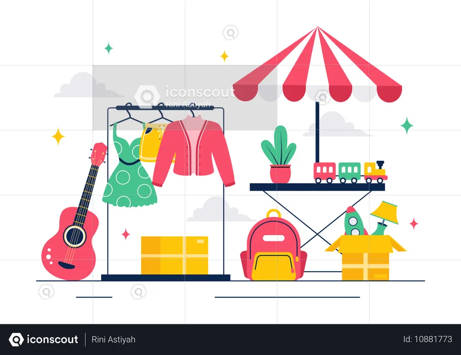 Clothes market stall  Illustration