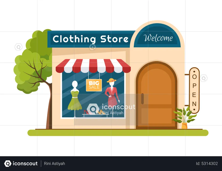 Clothing store exterior  Illustration