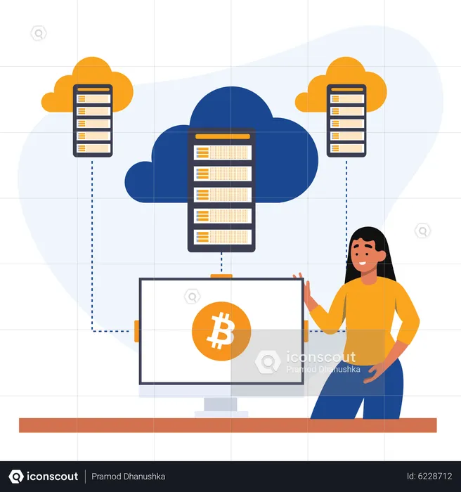 Cloud bitcoin mining  Illustration