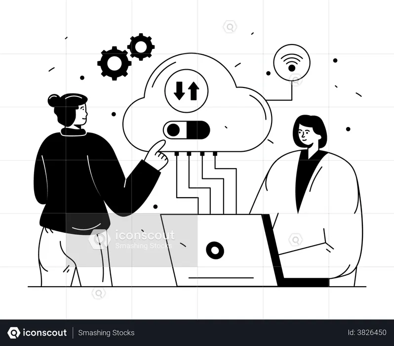 Cloud computing by engineer  Illustration