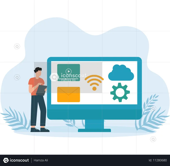 Cloud Computing method used in business  Illustration