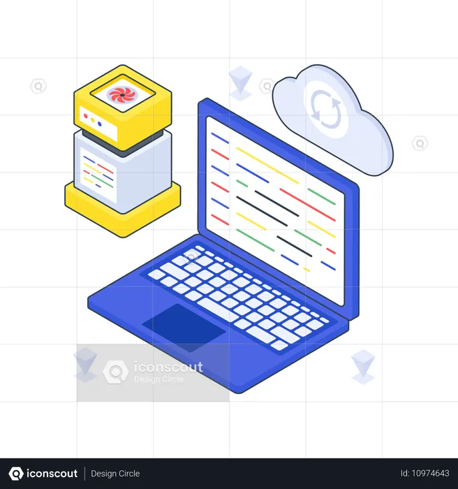 Cloud Computing mit Laptop  Illustration