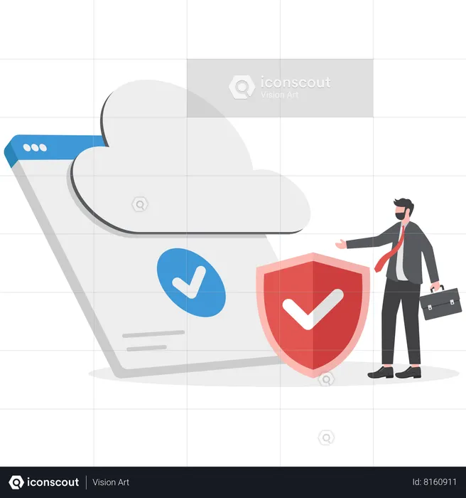 Cloud computing security with SAAS technology  Illustration