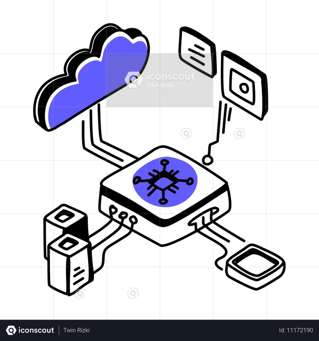 Cloud computing server  Illustration