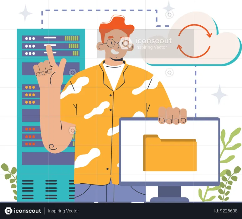 Cloud data management server engineer  Illustration