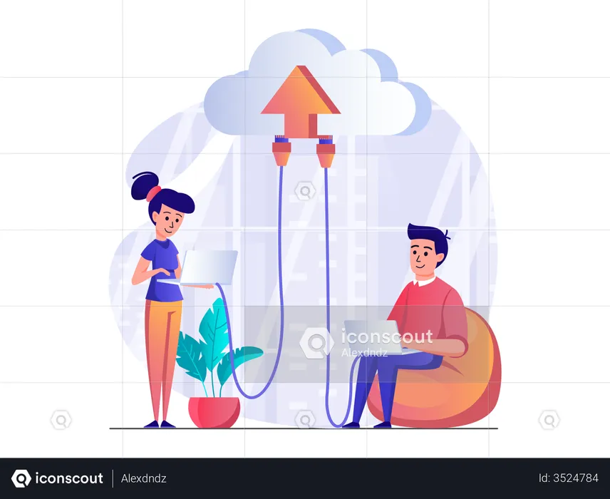 Cloud data processing  Illustration