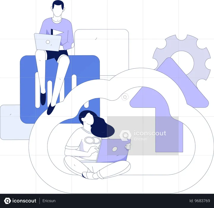 Cloud data uploaded by employee  Illustration