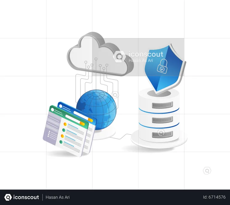Cloud database security  Illustration