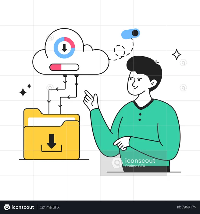Cloud Downloading  Illustration