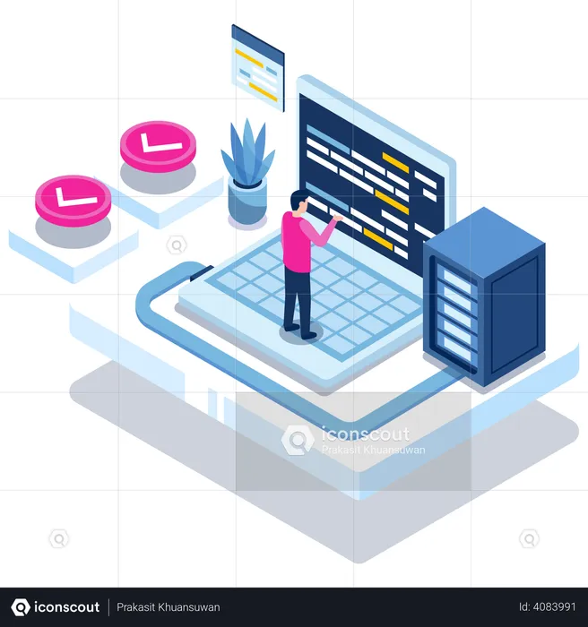 Cloud-Hosting durch Ingenieur  Illustration