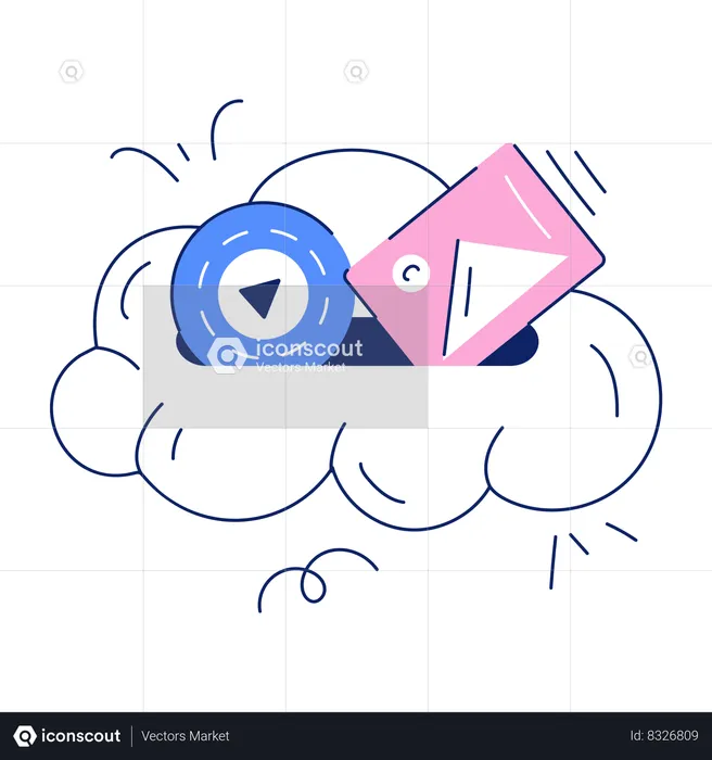 Cloud Media Storage  Illustration