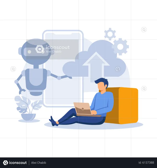 Robotique cloud  Illustration