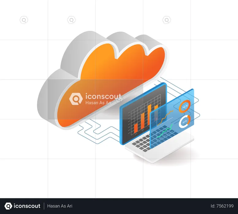 Cloud server analysis data program management  Illustration