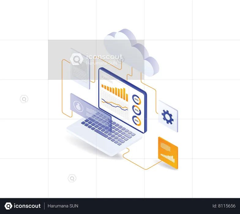 Cloud server analysis management  Illustration