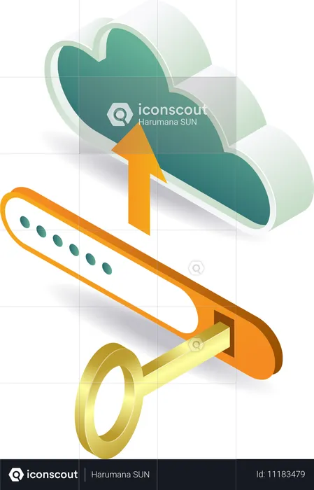 Cloud server and password  Illustration