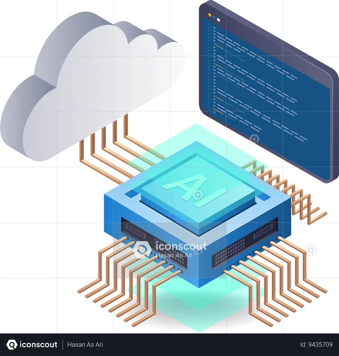 Cloud server artificial intelligence technology  Illustration