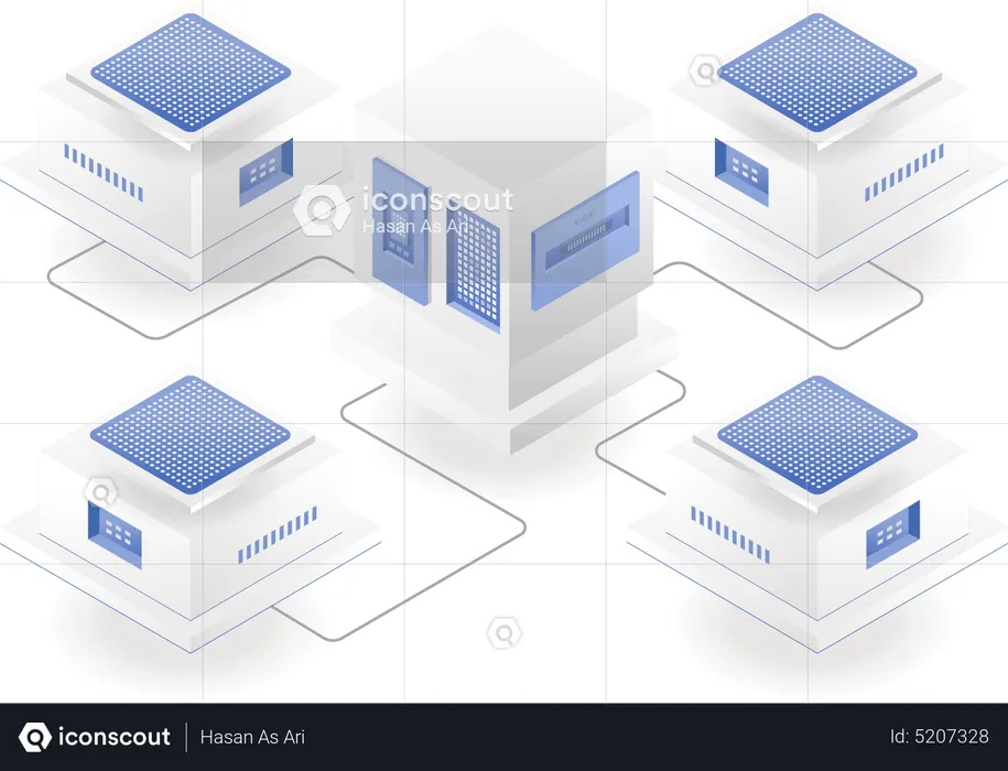 Cloud server chip network  Illustration