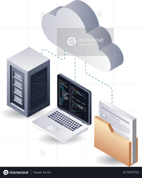 Cloud server computer programming language  Illustration