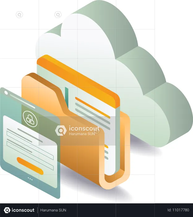 Cloud server data and password security  Illustration