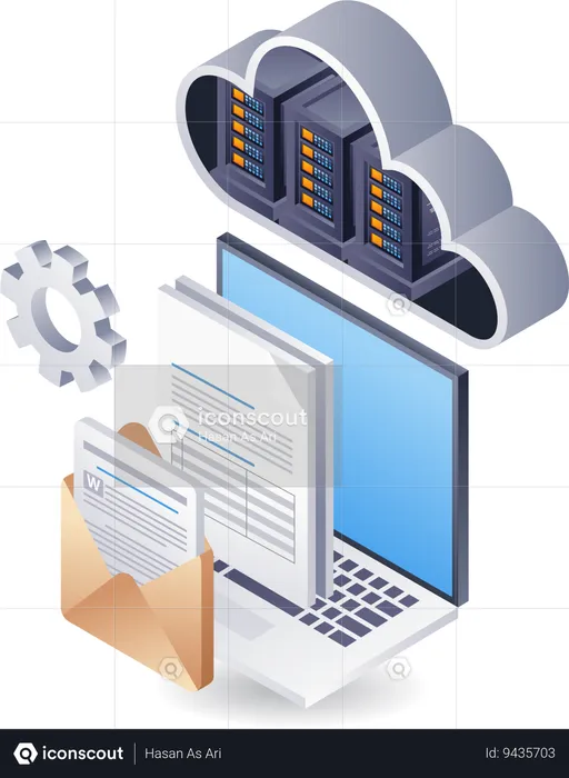 Cloud server data computer  Illustration