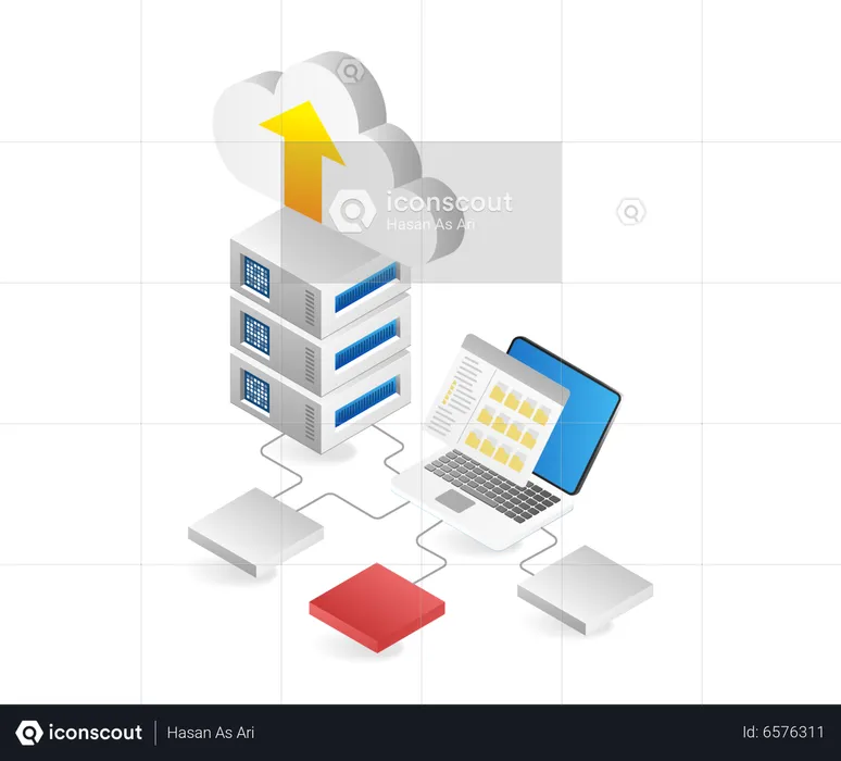 Cloud server data network  Illustration