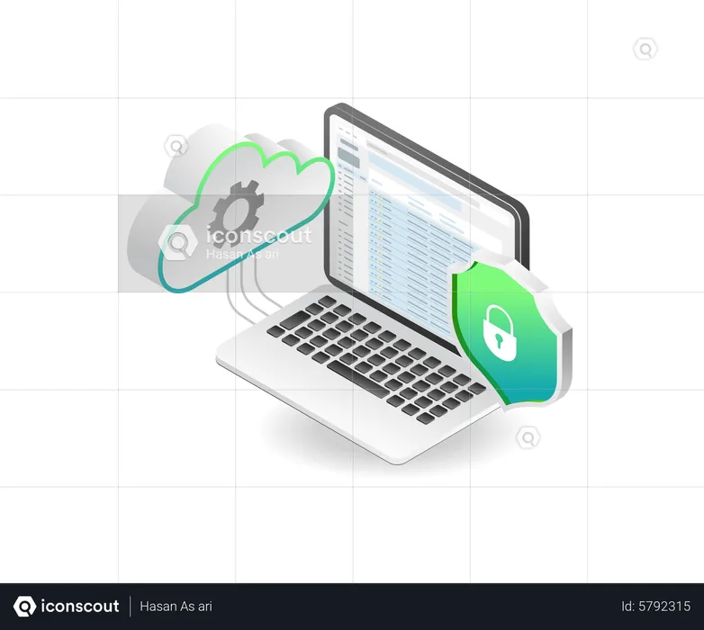 Cloud server data security  Illustration