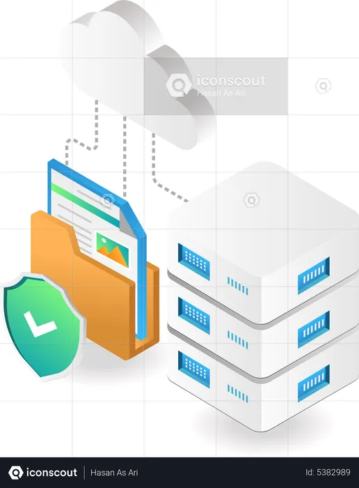 Cloud server data security  Illustration