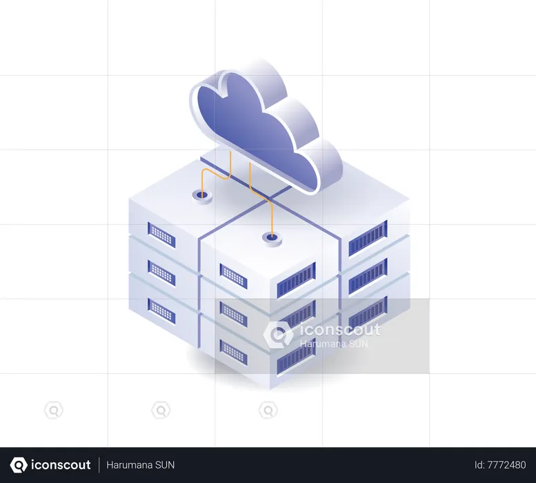 Cloud server data storage  Illustration