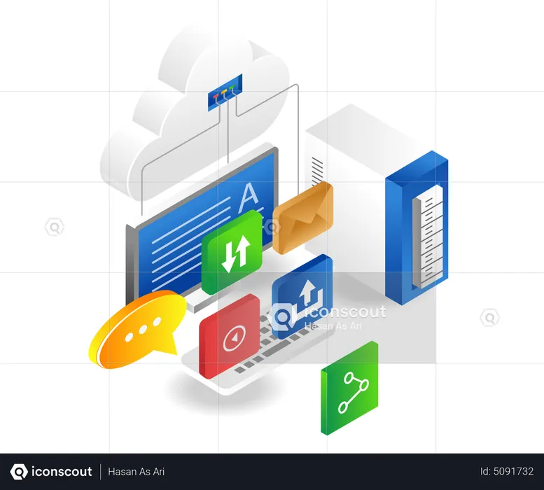 Cloud server data transfer  Illustration